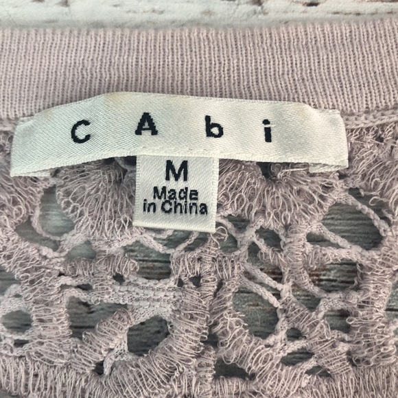CAbi Lilac Lace Yoke Cardigan Medium - Picture 4 of 9